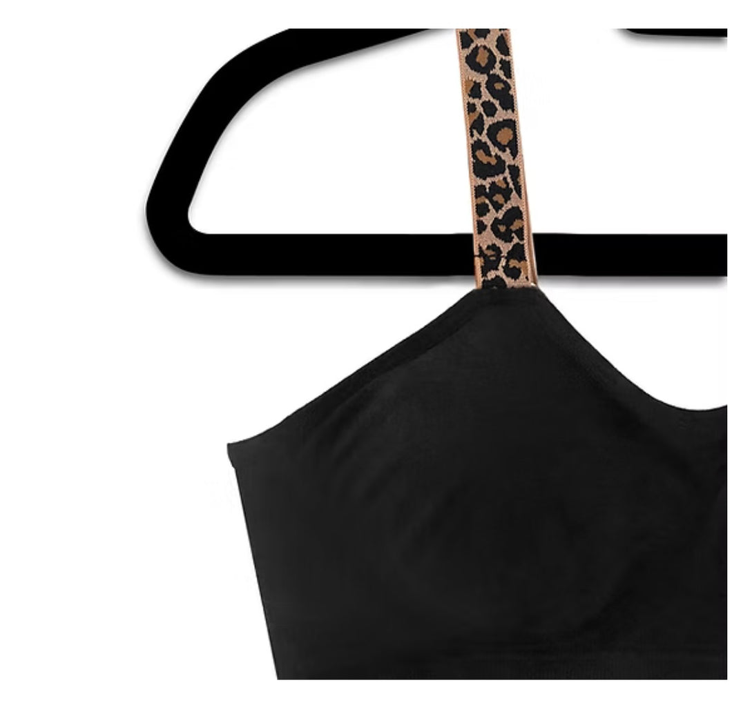 Strap-Its - Leopard Straps Attached on Black Bra