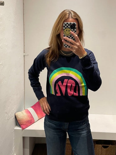 J Society Rainbow Love Crew Sweater - Navy