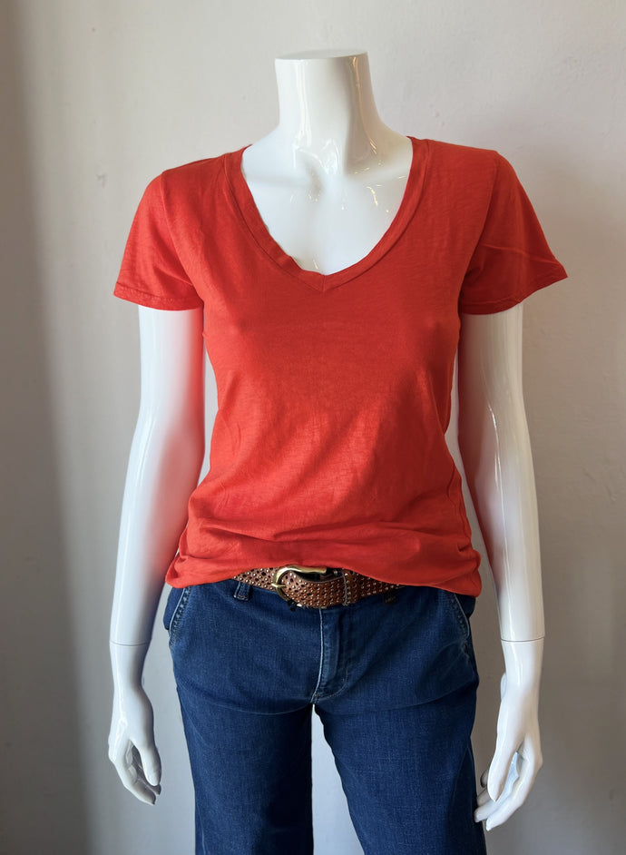 Velvet - Lilith Short Sleeve V Neck Tee - Cardinal