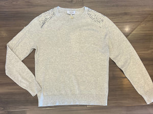 J Society - Sweater with Sequin Shoulder - Silver