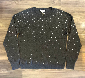 J Society - Crew Sweater With Studs - Gunmetal