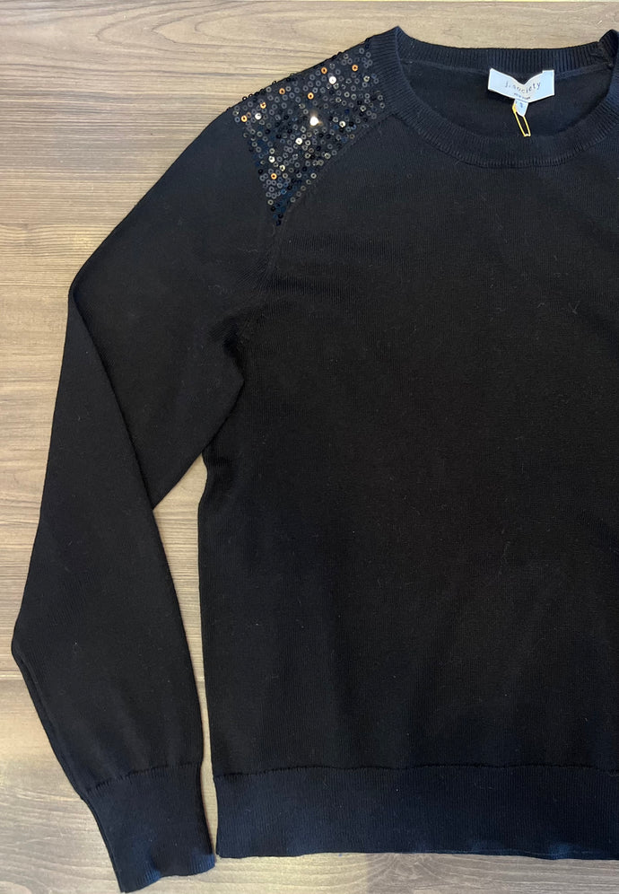 J Society - Sweater With Sequin Shoulder - Black