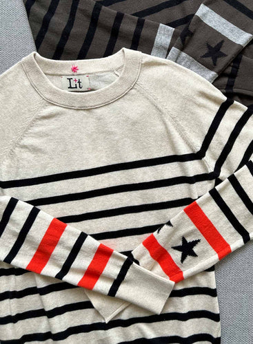 Label & Thread Kristina Star Sweater - Ecru/Black
