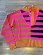 Load image into Gallery viewer, Wispr - Mixed Stripe Half Zip - Carmel