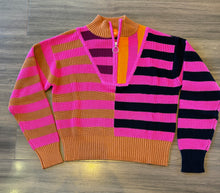 Load image into Gallery viewer, Wispr - Mixed Stripe Half Zip - Carmel