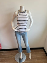Load image into Gallery viewer, Sanctuary- Ribbed Racer Tank- White/Black Stripe