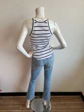 Load image into Gallery viewer, Sanctuary- Ribbed Racer Tank- White/Black Stripe