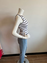 Load image into Gallery viewer, Sanctuary- Ribbed Racer Tank- White/Black Stripe