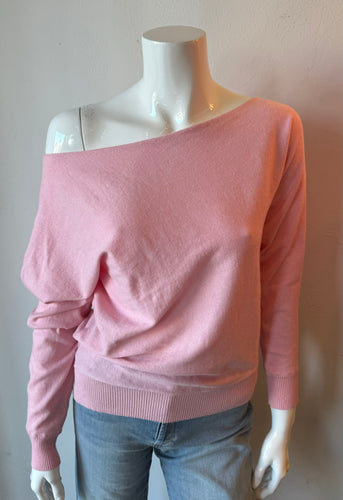 Minnie Rose - Cotton Cashmere Off Shoulder Top - Pink Pearl