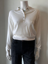 Load image into Gallery viewer, Minnie Rose - Long Sleeve Henley Polo - White