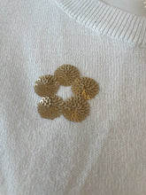 Load image into Gallery viewer, J Society - Sequin Flower Sweater - White/Gold
