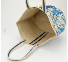 Load image into Gallery viewer, GG Straw Bag - Blue Floral