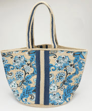 Load image into Gallery viewer, GG Straw Bag - Blue Floral