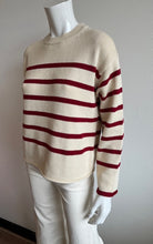 Load image into Gallery viewer, Velvet- Lucia Striped Crewneck Sweater- Cream/Shiraz