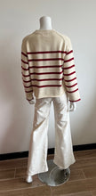 Load image into Gallery viewer, Velvet- Lucia Striped Crewneck Sweater- Cream/Shiraz