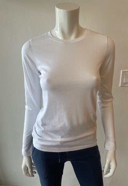 Velvet - Zofina Long Sleeve Crew Neck Tee - White
