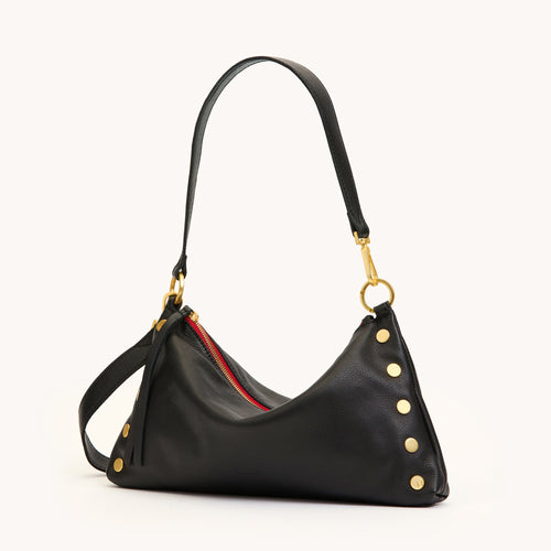Hammitt- Kyle Medium- Black/Brushed Gold/Red Zipper