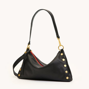 Hammitt- Kyle Medium- Black/Brushed Gold/Red Zipper