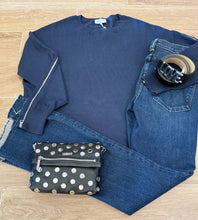 Load image into Gallery viewer, J Society - Zip Sleeve Crew - Navy