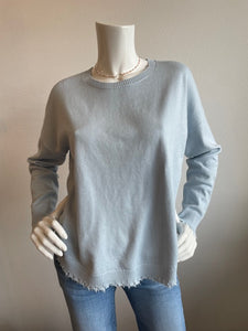 J Society -  Distressed Crew Sweater - Sky