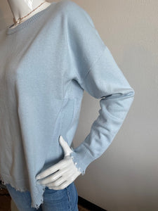 J Society -  Distressed Crew Sweater - Sky