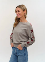 Load image into Gallery viewer, Six Fifty - Maddy Star Sweater - Heather Grey/Burgundy