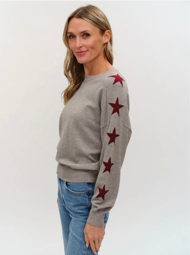 Six Fifty - Maddy Star Sweater - Heather Grey/Burgundy
