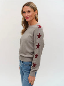 Six Fifty - Maddy Star Sweater - Heather Grey/Burgundy