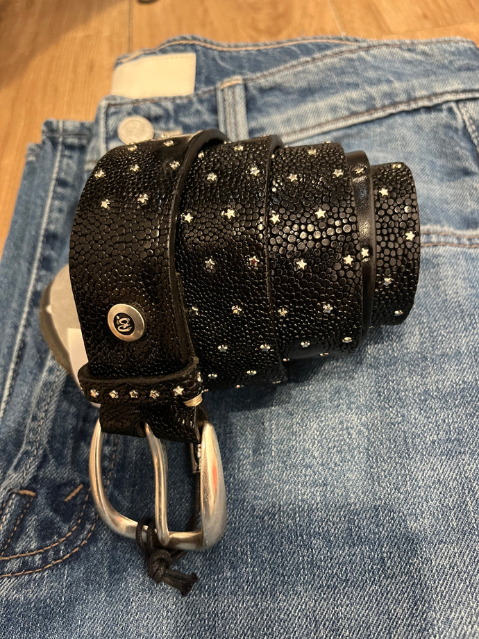 B.Belt - Textured Mini Star Belt - Black