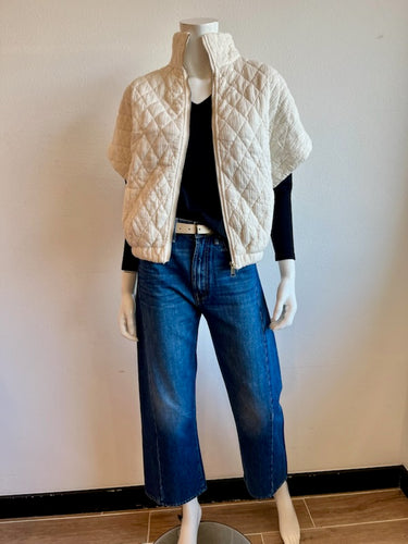 Suzy D - Charleston Quilted Short Sleeve Bomber Jacket - Cream
