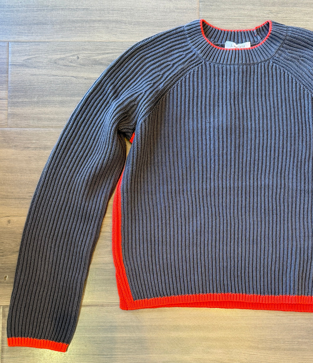 J. Society - Color Trimmed Shaker Crew - Shadow/ Orange