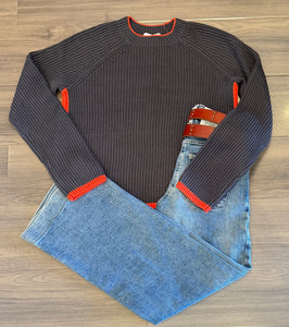 J. Society - Color Trimmed Shaker Crew - Shadow/ Orange