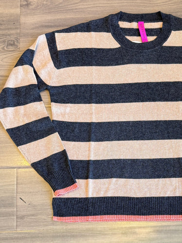 Zaket & Plover - Multi Stripe Sweater - Charcoal