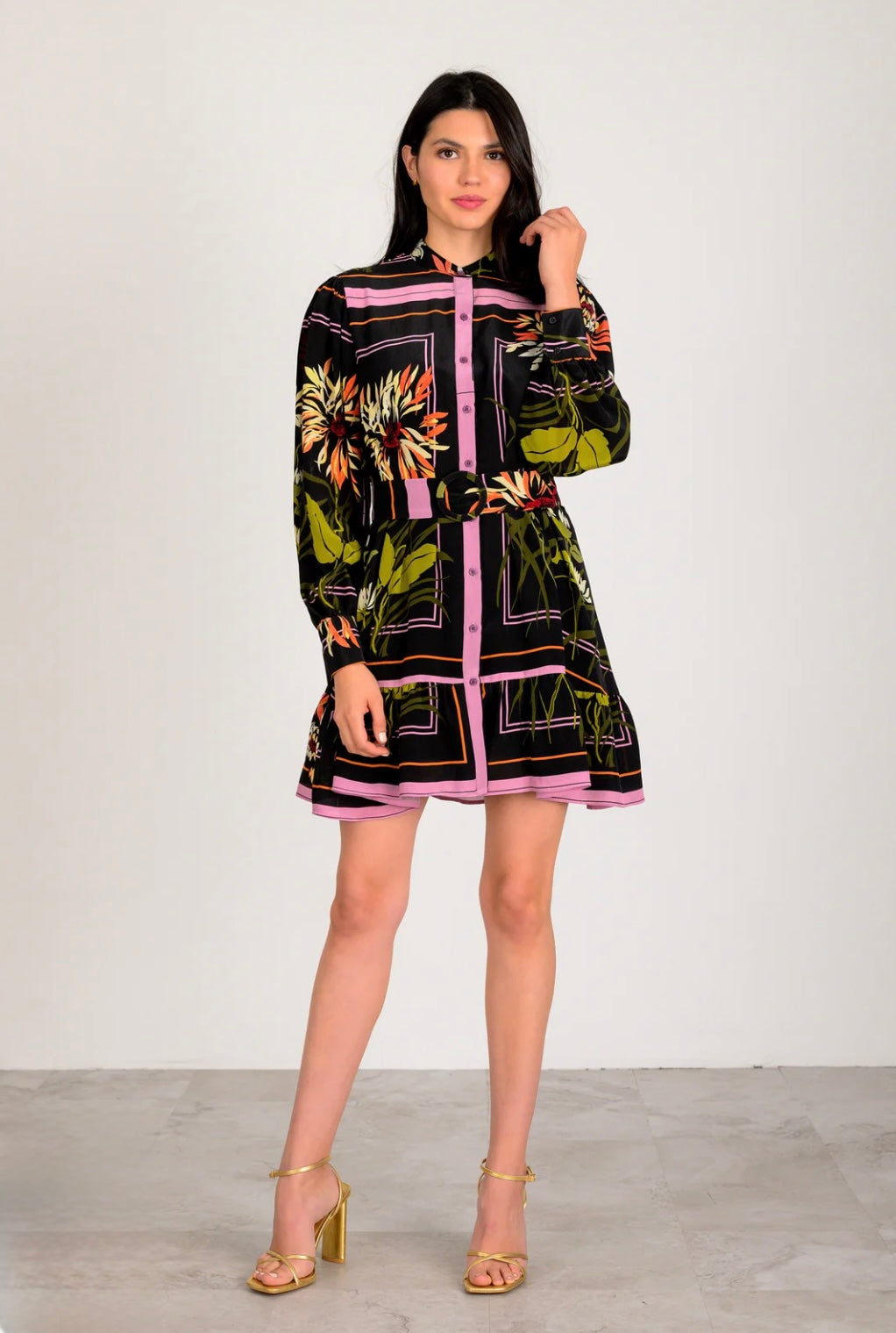 ELIZABETH MINI DRESS - BLACK/PINK MULTI I / Extra Small / BPX2332Q85 ELIZABETH MINI DRESS - BLACK/PINK MULTI I / Extra Small / BPX2332Q85