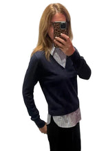 Load image into Gallery viewer, J Society Long Sleeve Twofer - Navy/Stripe