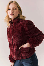 Load image into Gallery viewer, Chaser - Puff Sleeve Faux Fur Jacket - Cabernet