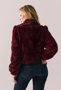 Chaser - Puff Sleeve Faux Fur Jacket - Cabernet