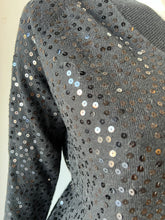 Load image into Gallery viewer, Minnie Rose Cotton/Cashmere Paillette Sequin Sweater- Black