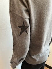 J Society - Faux Leather Star Crew - Gunmetal