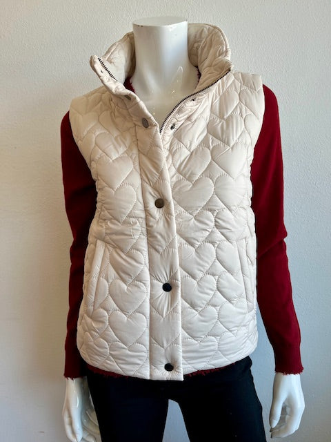 J. Society - Heart Puffer Vest - Latte