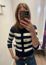 Load image into Gallery viewer, Wispr by Brodie - French Embrodery Stripe Cardi - Navy