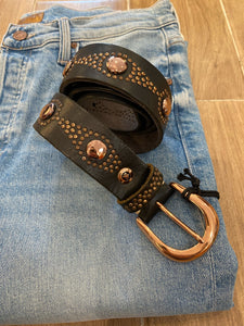 B. Belt - Stud Button Motiff Belt - Black/Rose Gold