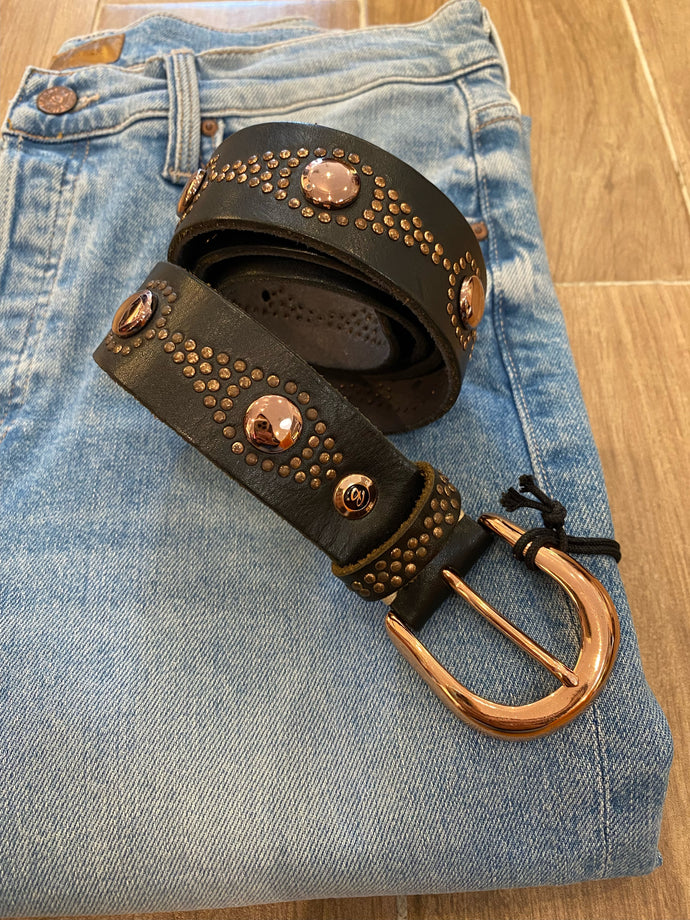 B. Belt - Stud Button Motiff Belt - Black/Rose Gold