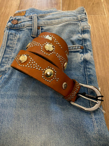 B. Belt - Stud Button Motiff Belt - Cognac