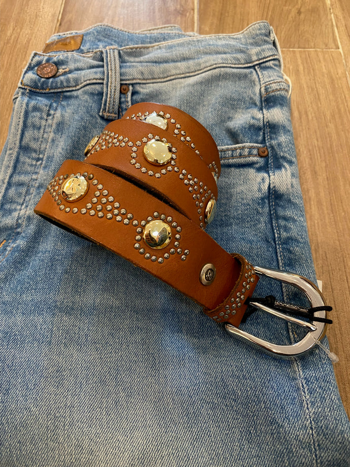 B. Belt - Stud Button Motiff Belt - Cognac