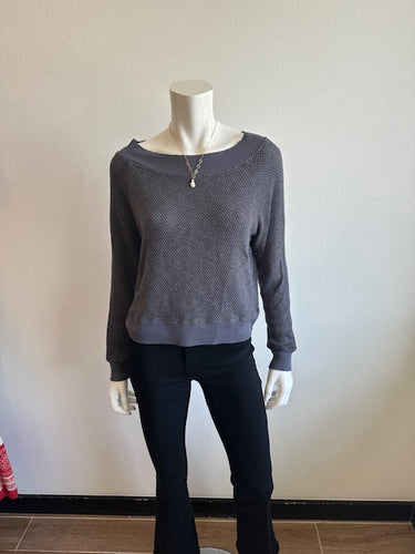 LA Made- Carol Off the Shoulder Sweater- Pewter