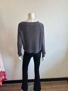 LA Made- Carol Off the Shoulder Sweater- Pewter