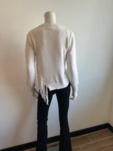 Load image into Gallery viewer, Minnie Rose - Cotton Cashmere Fringe Trim Crew - White
