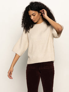 Sanctuary- Ribbed Sweater Tee- Mother of Pearl