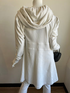 Color Me Cotton - Zip Front Long Hoodie - Ivory